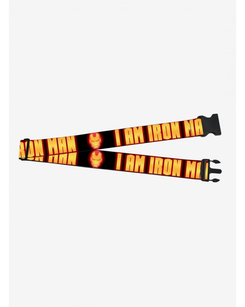 Marvel Iron Man Face I Am Iron Man Black Yellow Glow Luggage Strap $8.78 Luggage Strap